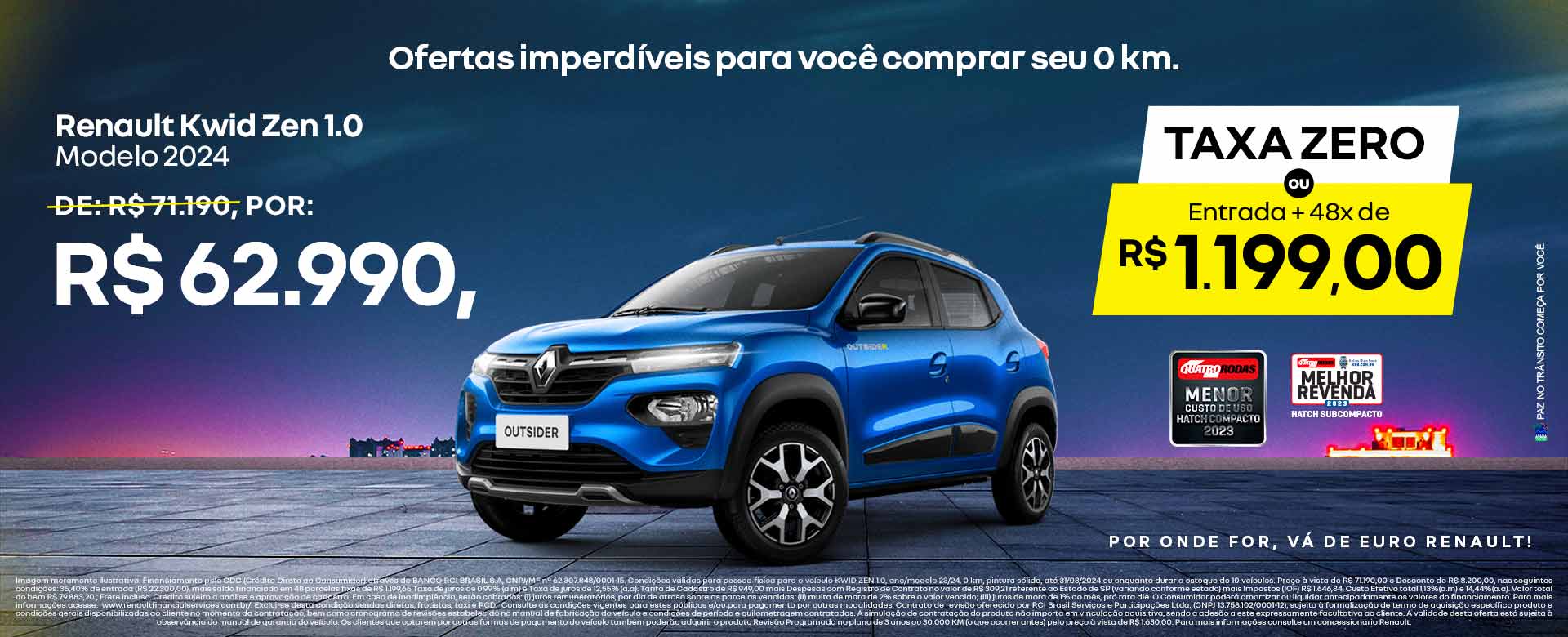 Renault Kwid Zen 1.0 - Taxa zero - Ribeirão Preto 