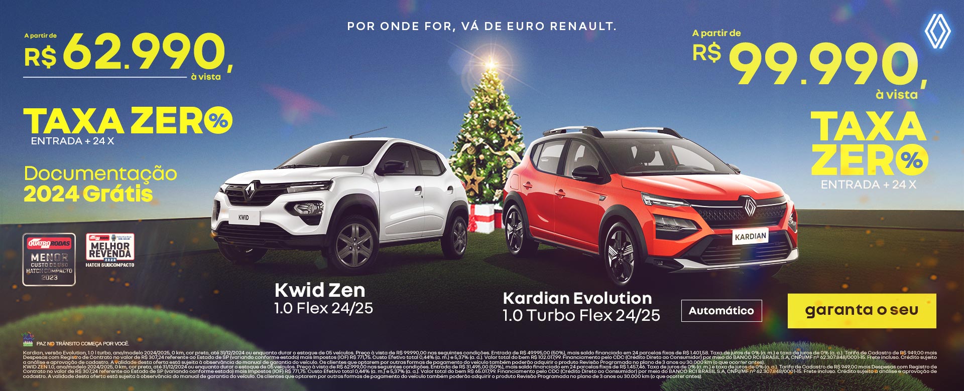 Kwid zen 1.0 flex por R$ 62.990 à vista - Kardian evolution R$ 99.990 à vista