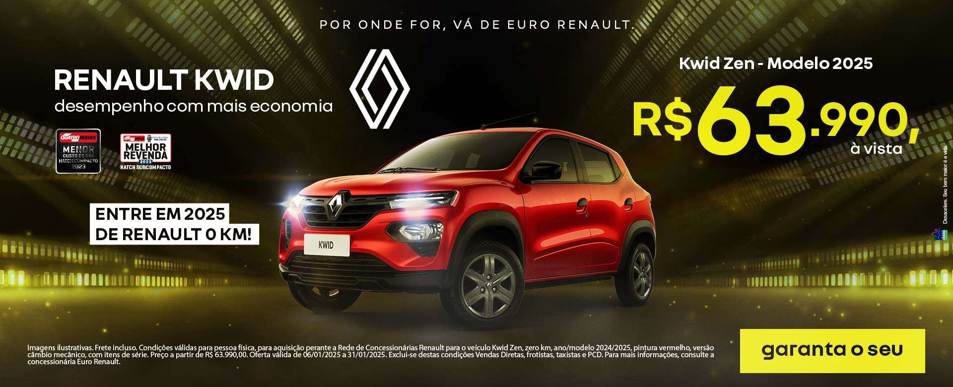 Renault Kwid zEN mODELO 2025 r$ 63.990 àvista