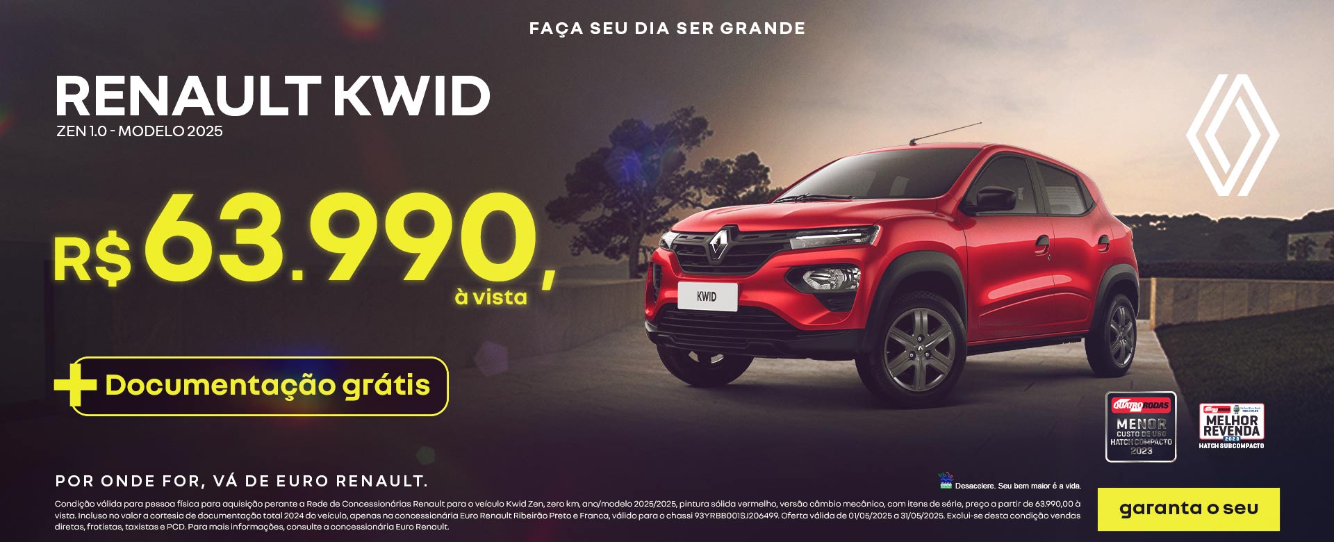 RENAULT KWID ZEN - 2025 | R$ 63.990 à vista