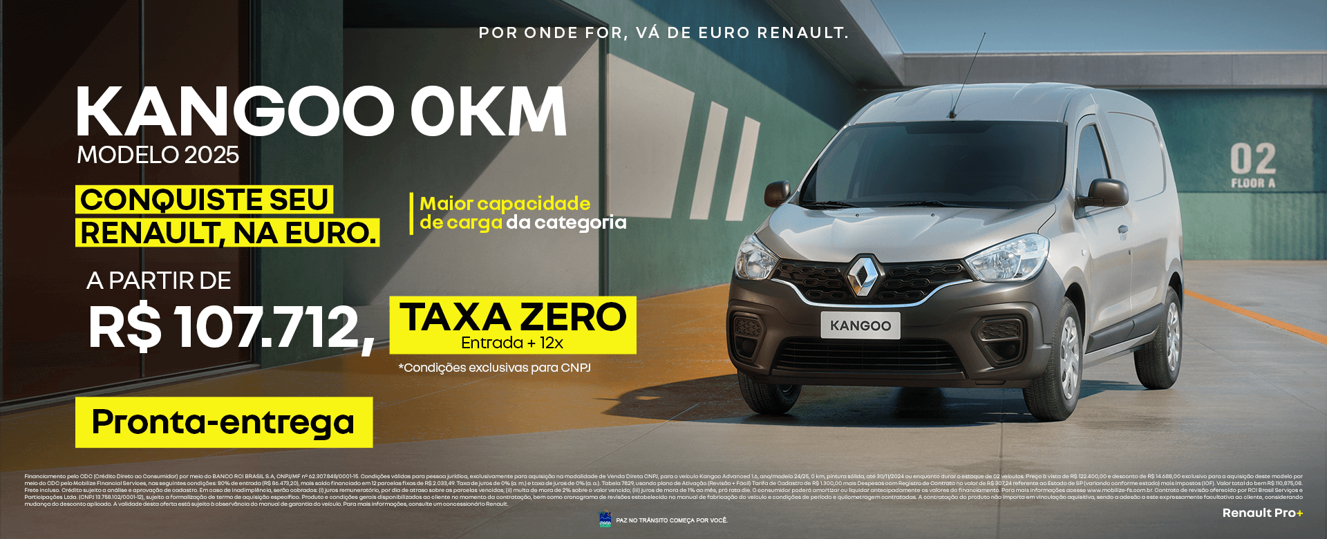 Kangoo 0KM - A partir de R$ 107.712 - taxa zero+ entrada + 24 x - condição exclusiva para CNPJ